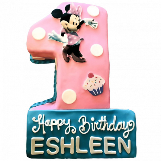 Minnie Mouse Number 1 Fondant Cake online delivery in Noida, Delhi, NCR, Gurgaon