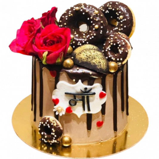 Doughnuts with Real Flower Cake online delivery in Noida, Delhi, NCR, Gurgaon