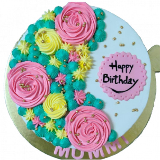 Beautiful Floral Decorated Cake for Mummy online delivery in Noida, Delhi, NCR, Gurgaon
