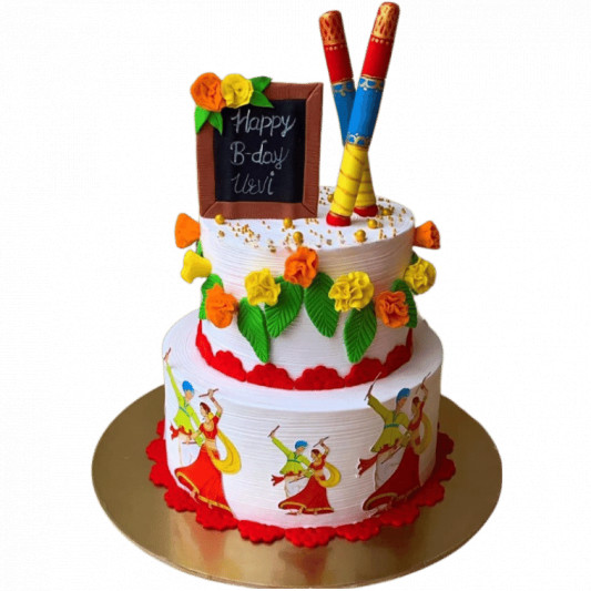 Birthday Cake with Dandiya Theme online delivery in Noida, Delhi, NCR, Gurgaon