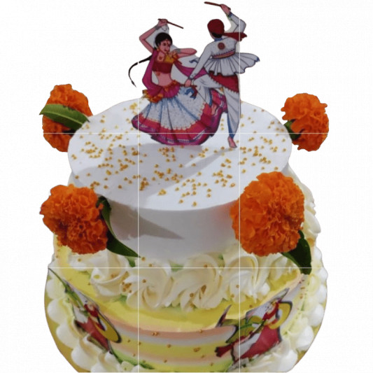 Designer Cake with Garba Theme online delivery in Noida, Delhi, NCR, Gurgaon