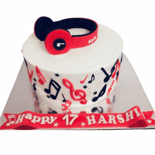 Music Theme Cake with Headphone Topper online delivery in Noida, Delhi, NCR, Gurgaon