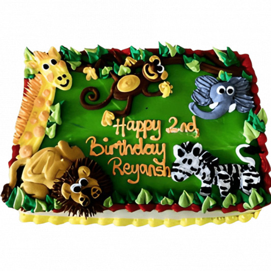 Jungle Animals Birthday Cake 