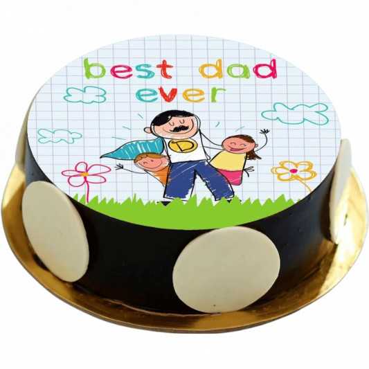 Best Dad Ever Yummy Photo Cake online delivery in Noida, Delhi, NCR, Gurgaon