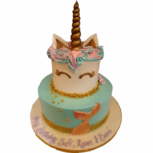 Unicorn Mermaid Tiered Cake online delivery in Noida, Delhi, NCR, Gurgaon