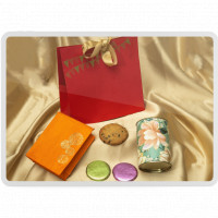 Gift Pack of Biscuits and Cookies in Beautiful Red Hamper Bag online delivery in Noida, Delhi, NCR,
                    Gurgaon