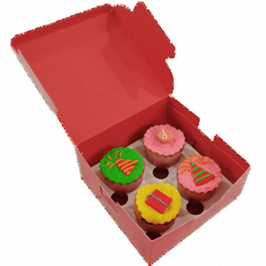 Diwali Theme Cupcake in Lovely Festive Red and Gold Box online delivery in Noida, Delhi, NCR, Gurgaon