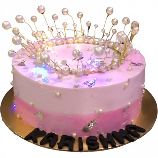 Pink Birthday Pearl Crown Cake   online delivery in Noida, Delhi, NCR, Gurgaon