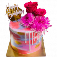 Colored Cake with Real Roses online delivery in Noida, Delhi, NCR,
                    Gurgaon