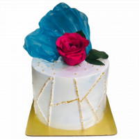 White Tall Cake With Real Rose online delivery in Noida, Delhi, NCR,
                    Gurgaon