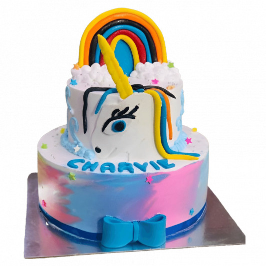 2 Tier Unicorn Theme Birthday Cake for Kids online delivery in Noida, Delhi, NCR, Gurgaon