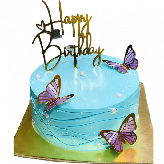 Sky Blue Birthday Butterfly Cake online delivery in Noida, Delhi, NCR, Gurgaon