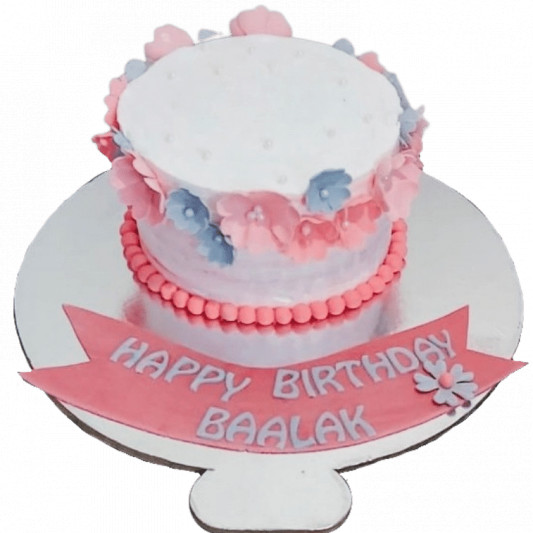 White and Pink Cake for Girl online delivery in Noida, Delhi, NCR, Gurgaon