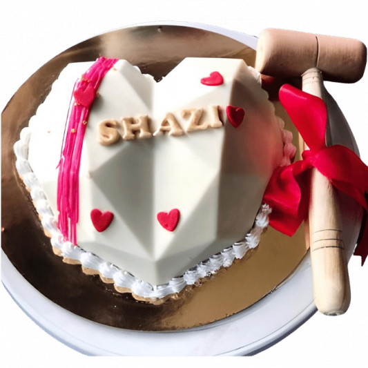 White Heart Pinata Cake online delivery in Noida, Delhi, NCR, Gurgaon