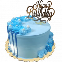 Blue Creamy Icing Birthday Cake Rectangle - Mr T's Bakery