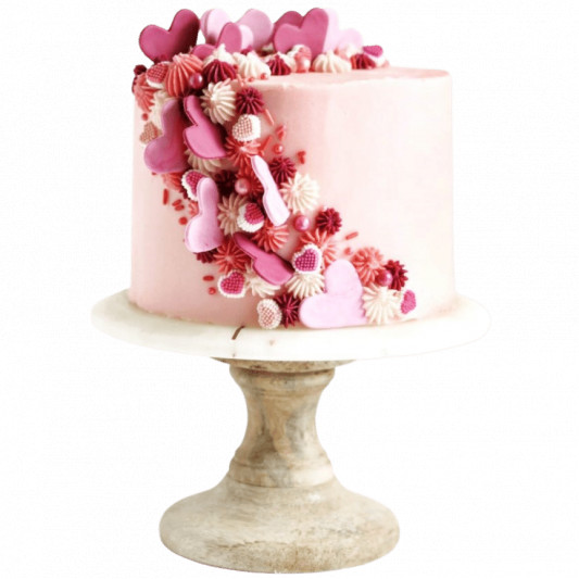 Beautiful Pink Cake with Floral Decoration online delivery in Noida, Delhi, NCR, Gurgaon