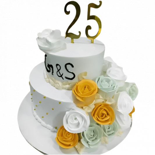 25th Anniversary 2 Layer Cake online delivery in Noida, Delhi, NCR, Gurgaon