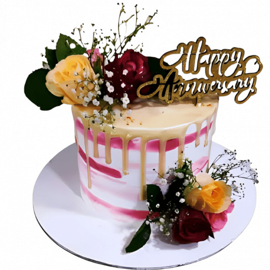 Floral Anniversary Cake online delivery in Noida, Delhi, NCR, Gurgaon