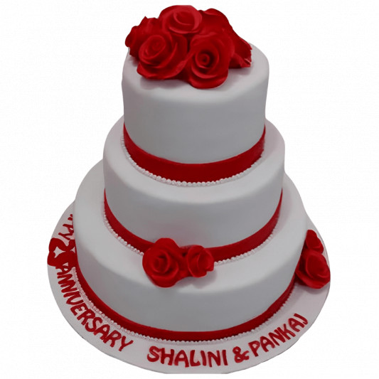 3 Tier Rose Anniversary Cake online delivery in Noida, Delhi, NCR, Gurgaon