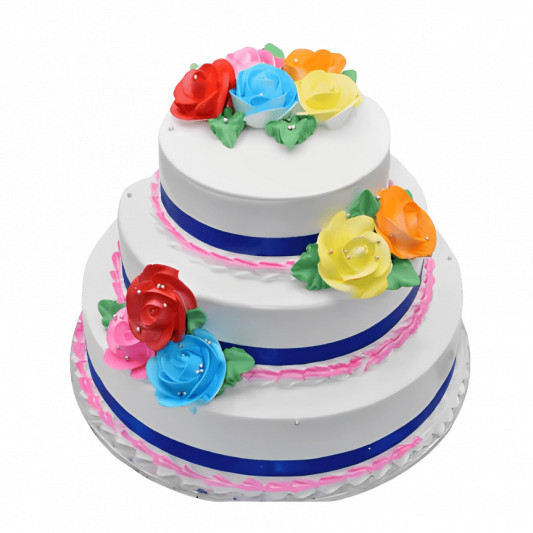 3 Tier Flowers Cake online delivery in Noida, Delhi, NCR, Gurgaon