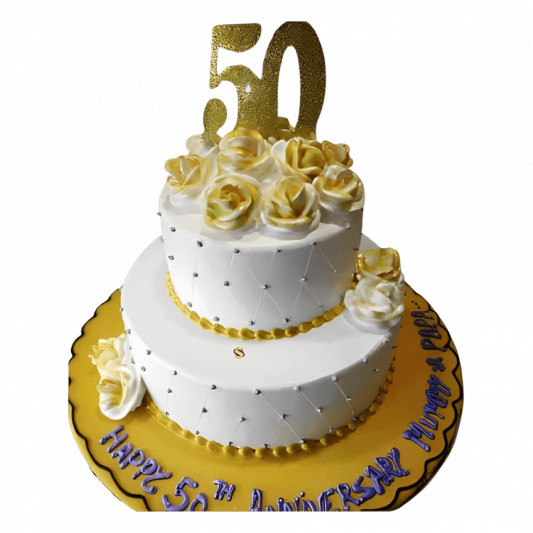 Two Tier 50th Anniversary Cake online delivery in Noida, Delhi, NCR, Gurgaon