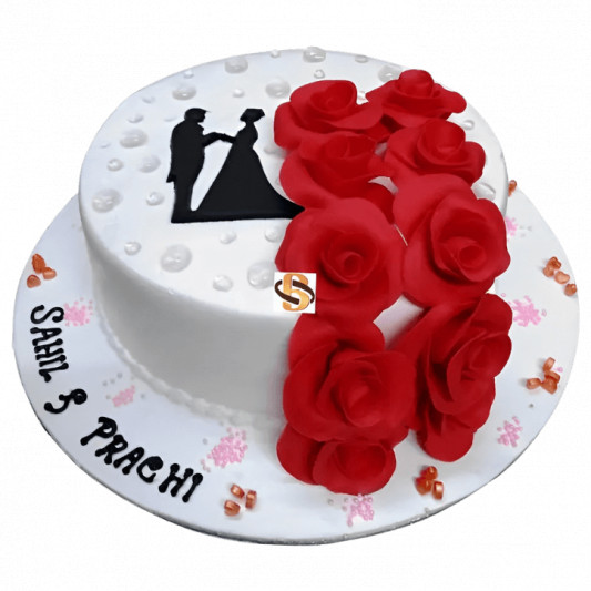 Couple and Flowers Anniversary Cake online delivery in Noida, Delhi, NCR, Gurgaon