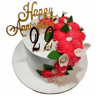 Happy Anniversary Cream Flowers Cake online delivery in Noida, Delhi, NCR,
                    Gurgaon