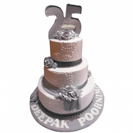 25th Anniversary 3 Tier Cake online delivery in Noida, Delhi, NCR, Gurgaon