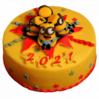 Minions Celebrating New Year Cake online delivery in Noida, Delhi, NCR,
                    Gurgaon