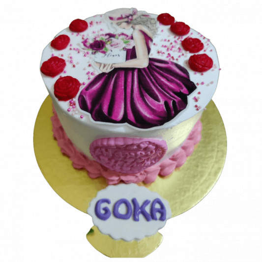 Birthday Photo Cake for Lady online delivery in Noida, Delhi, NCR, Gurgaon