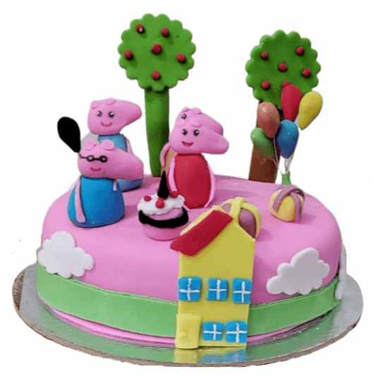 Peppa Pig Fondant Cake online delivery in Noida, Delhi, NCR, Gurgaon