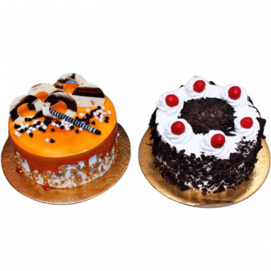 Combo of Black Forest and Butterscotch Nuts Cake online delivery in Noida, Delhi, NCR, Gurgaon