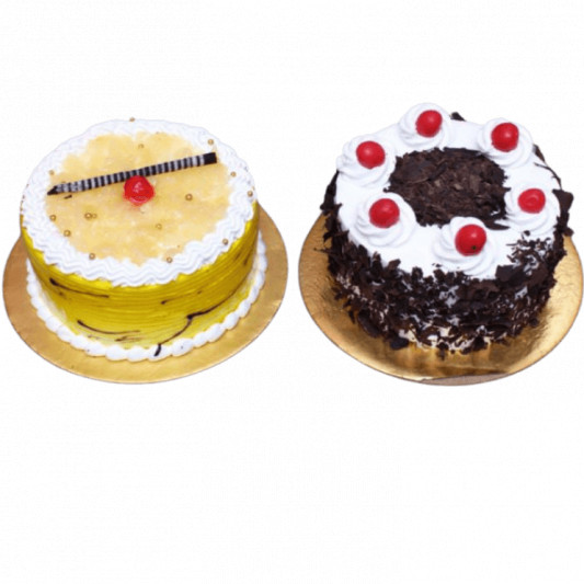 Combo of Pineapple and Black Forest Cake online delivery in Noida, Delhi, NCR, Gurgaon