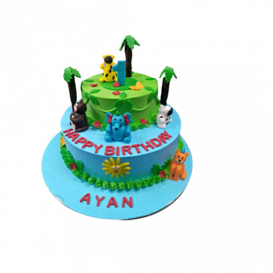 Jungle Theme 2 Tier Cake online delivery in Noida, Delhi, NCR, Gurgaon