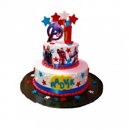 Avengers Theme 1st Birthday 2 Tier Cake online delivery in Noida, Delhi, NCR, Gurgaon