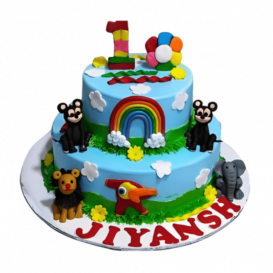 2 Tier Animal Safari Birthday Cake online delivery in Noida, Delhi, NCR, Gurgaon