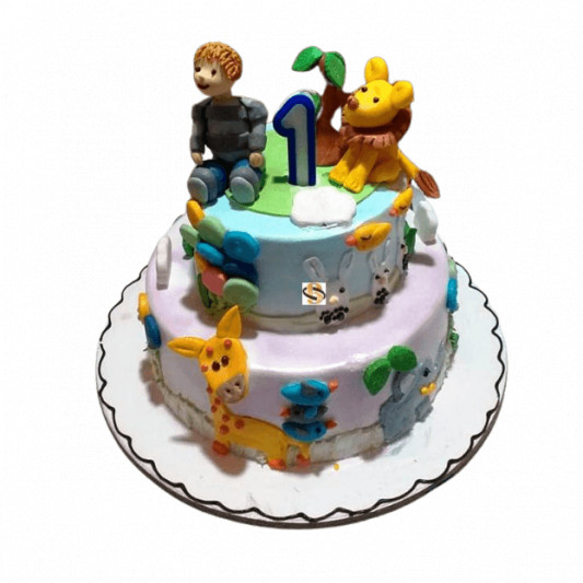 2-Tier Jungle Safari Cake online delivery in Noida, Delhi, NCR, Gurgaon