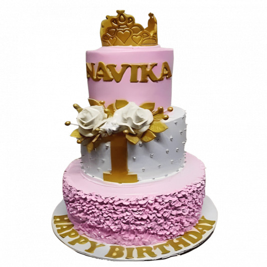 3 Tier 1st Birthday Cake online delivery in Noida, Delhi, NCR, Gurgaon