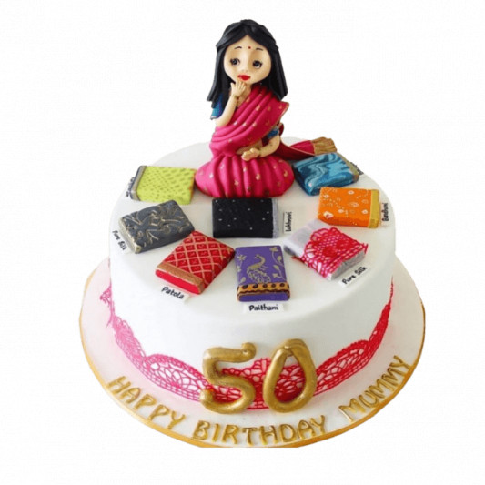 Designer Sari Cake For Mom  online delivery in Noida, Delhi, NCR, Gurgaon