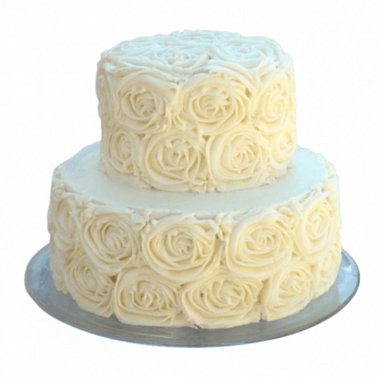 2 Tier White Rose Cake online delivery in Noida, Delhi, NCR, Gurgaon