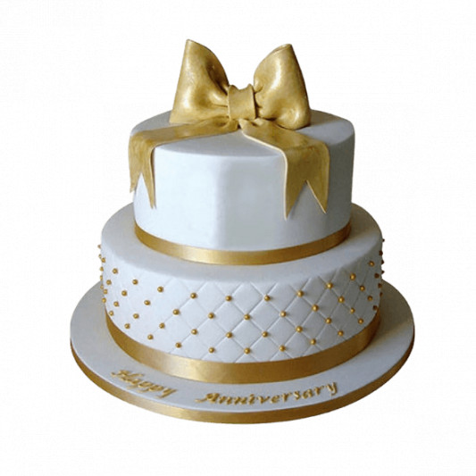 50th Anniversary Fondant 2 Tier Cake online delivery in Noida, Delhi, NCR, Gurgaon