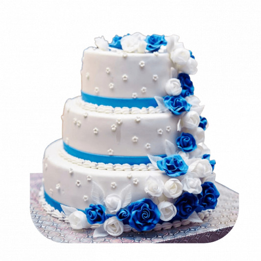 Flowery Three Tier Truffle Fondant Cake online delivery in Noida, Delhi, NCR, Gurgaon