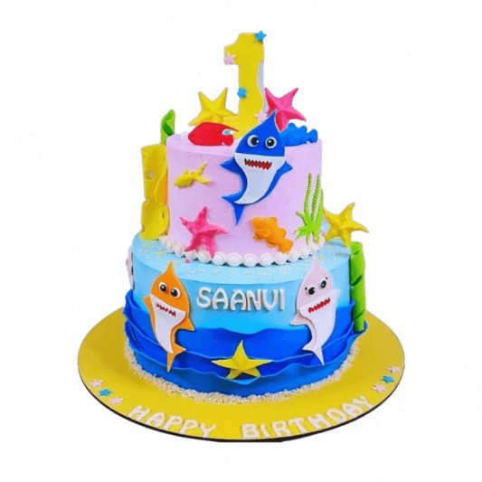 Tow Tier Baby Shark Cake  online delivery in Noida, Delhi, NCR, Gurgaon