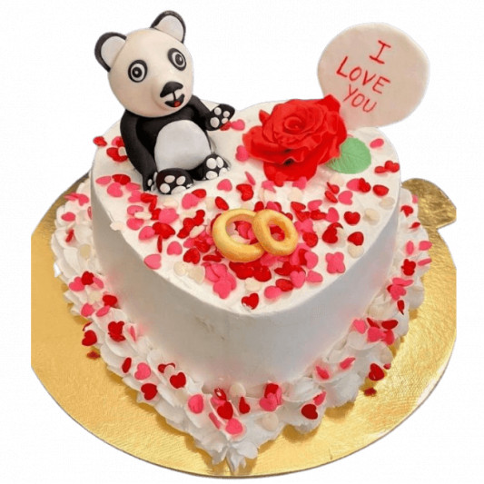 Teddy Bear Heart Vanilla Cake online delivery in Noida, Delhi, NCR, Gurgaon