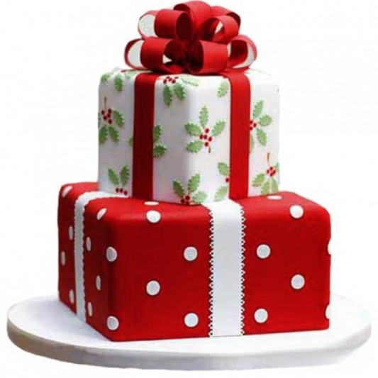 Double Tier Christmas Gift Cake online delivery in Noida, Delhi, NCR, Gurgaon