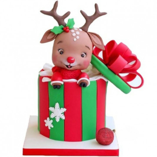 Reindeer Present Theme Cake online delivery in Noida, Delhi, NCR, Gurgaon