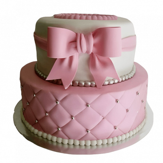 Pink Bow Fondant Cake online delivery in Noida, Delhi, NCR, Gurgaon