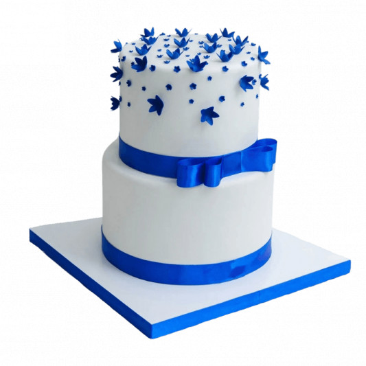 Blue Bow 2 Tier Truffle Cake online delivery in Noida, Delhi, NCR, Gurgaon