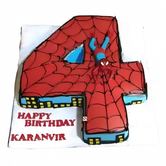 Spider Man Number 4 Cake online delivery in Noida, Delhi, NCR, Gurgaon