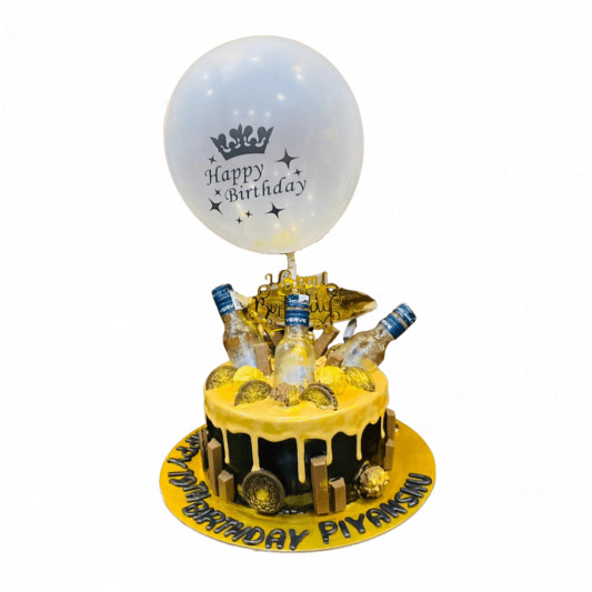 Real Liquor Cake with Balloon online delivery in Noida, Delhi, NCR, Gurgaon